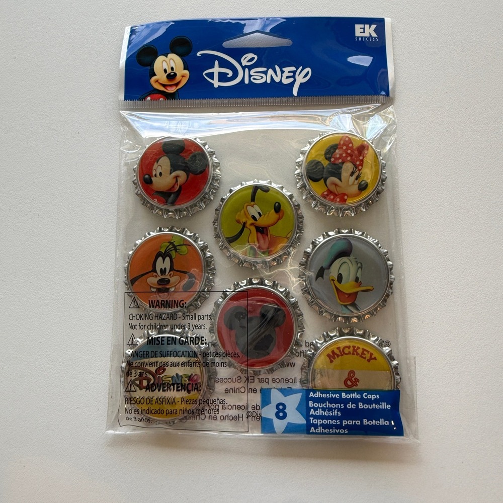 Disney Mickey and Friends Adhesive Bottle Caps EK Success DBCM001 8pc New